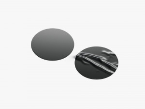 Two Black Round Stickers - sleek and wrinkly sticky tag Modello 3D