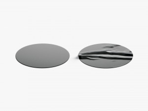 Two Black Round Stickers - sleek and wrinkly sticky tag Modello 3D
