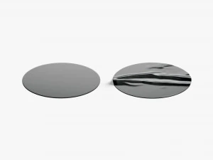 Two Black Round Stickers - sleek and wrinkly sticky tag 3D Model