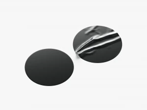 Two Black Round Stickers - sleek and wrinkly sticky tag 3D Model