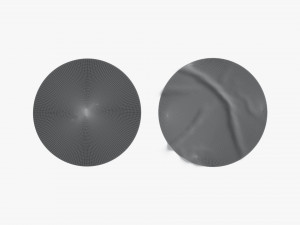 Two Black Round Stickers - flat and crumpled adhesive label 3D Model