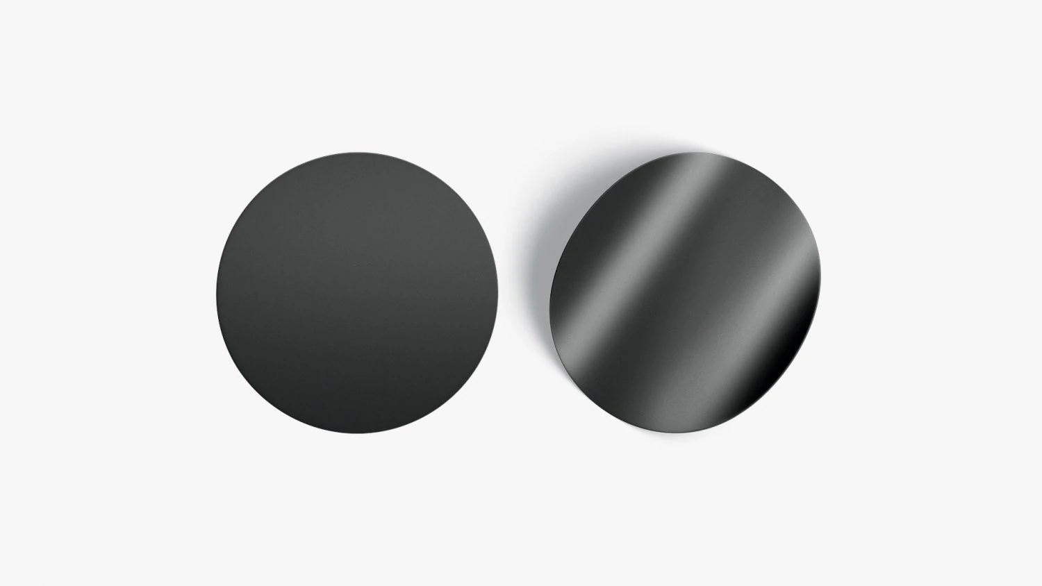 Two Black Round Stickers - smooth and curled corners glued tag 3D Model .c4d .max .obj .3ds .fbx .stl .blend 
