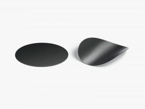 Two Black Round Stickers - smooth and curled corners glued tag 3D Model