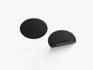 Two Black Round Stickers - flat and curled corners glutinous tally Modèle 3D