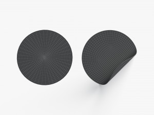 Two Black Round Stickers - flat and curled corners glutinous tally Modèle 3D