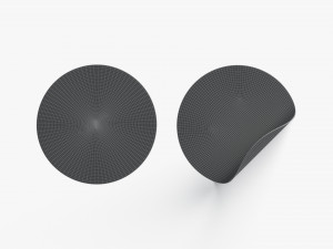 Two Black Round Stickers - flat and curled corners glutinous tally Modèle 3D