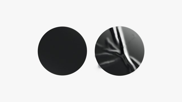 Two Black Round Stickers - smooth and rugose glued label Model 3D .c4d .max .obj .3ds .fbx .stl .blend 
