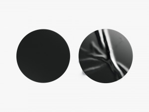 Two Black Round Stickers - smooth and rugose glued label 3D Model
