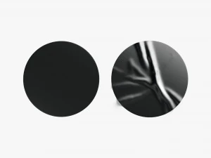 Deux Stickers Ronds Noirs - &eacute;tiquette coll&eacute;e lisse et rugueuse Modèle 3D