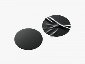 Two Black Round Stickers - smooth and rugose glued label Model 3D