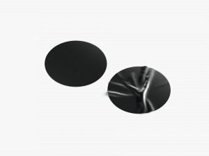 Two Black Round Stickers - smooth and rugose glued label Model 3D