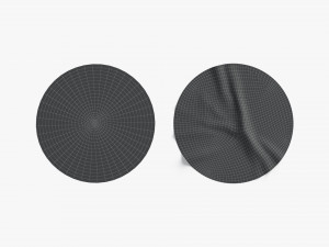 Two Black Round Stickers - smooth and rugose glued label Model 3D