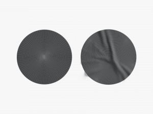 Two Black Round Stickers - smooth and rugose glued label Model 3D