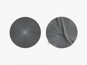 Two Black Round Stickers - smooth and rugose glued label Model 3D