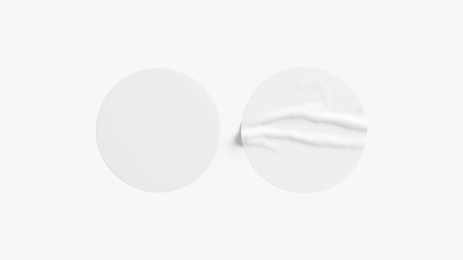Two White Round Stickers - sleek and wrinkly sticky tag 3D Model .c4d .max .obj .3ds .fbx .stl .blend 