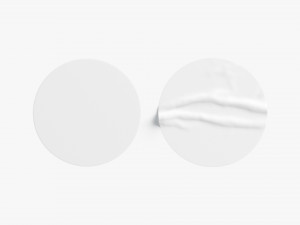 Two White Round Stickers - sleek and wrinkly sticky tag Modelo 3D