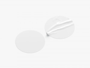 Two White Round Stickers - sleek and wrinkly sticky tag 3D Model