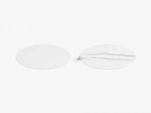 Two White Round Stickers - sleek and wrinkly sticky tag 3D Model