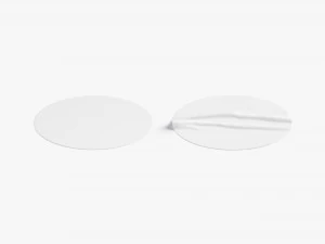 Two White Round Stickers - sleek and wrinkly sticky tag 3D Model