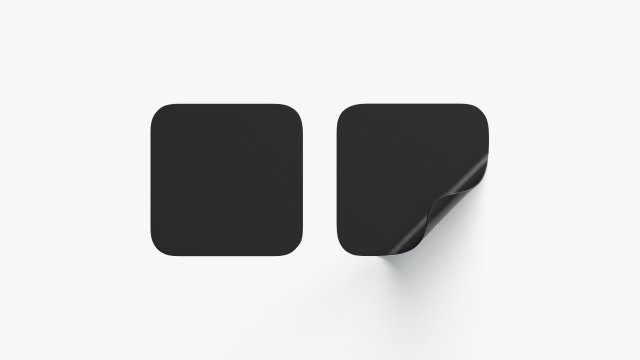 Two Black Square Stickers - smooth and curled corners adhesive label 3D 모델 .c4d .max .obj .3ds .fbx .stl .blend 