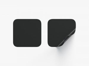 Two Black Square Stickers - smooth and curled corners adhesive label 3D Model