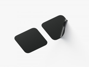Two Black Square Stickers - smooth and curled corners adhesive label 3D 모델