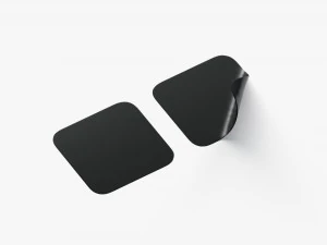 Dois adesivos quadrados pretos - etiqueta adesiva com cantos lisos e enrolados Modelo 3D