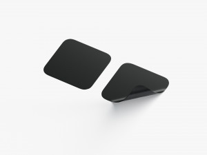 Two Black Square Stickers - smooth and curled corners adhesive label 3D 모델