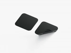 Dois adesivos quadrados pretos - etiqueta adesiva com cantos lisos e enrolados Modelo 3D