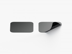Two Black Square Stickers - smooth and curled corners adhesive label 3D 모델