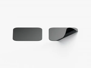 Dois adesivos quadrados pretos - etiqueta adesiva com cantos lisos e enrolados Modelo 3D