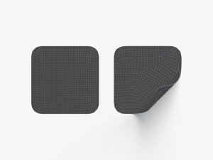 Two Black Square Stickers - smooth and curled corners adhesive label 3D 모델