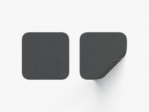 Dois adesivos quadrados pretos - etiqueta adesiva com cantos lisos e enrolados Modelo 3D