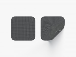 Two Black Square Stickers - smooth and curled corners adhesive label 3D 모델