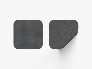 Dois adesivos quadrados pretos - etiqueta adesiva com cantos lisos e enrolados Modelo 3D
