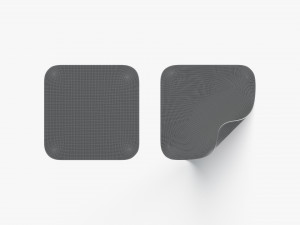 Two Black Square Stickers - smooth and curled corners adhesive label 3D 모델
