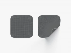 Dois adesivos quadrados pretos - etiqueta adesiva com cantos lisos e enrolados Modelo 3D