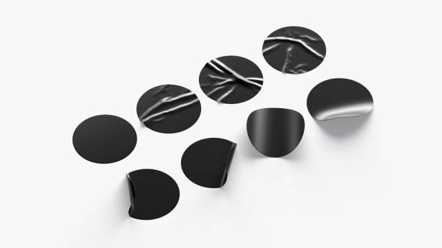 Black Stickers set - 8 adhesive sticky labels 3D 模型 .c4d .max .obj .3ds .fbx .stl .blend 