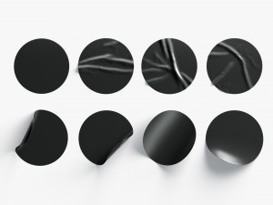 Black Stickers set - 8 adhesive sticky labels 3D 模型