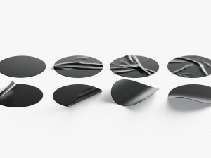Black Stickers set - 8 adhesive sticky labels 3D 模型