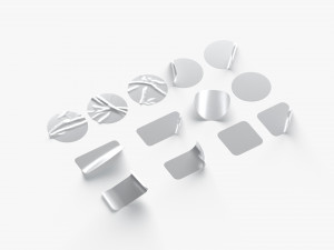 13 Stickers Set - silver adhesive round and square sticky labels 3D Model