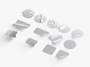 13 Stickers Set - silver adhesive round and square sticky labels Modelo 3D