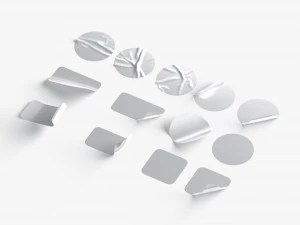 13 Stickers Set - silver adhesive round and square sticky labels 3D Model