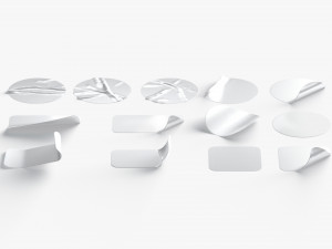 13 Stickers Set - silver adhesive round and square sticky labels Modelo 3D