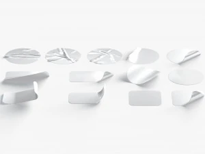 13 Stickers Set - silver adhesive round and square sticky labels 3D Model