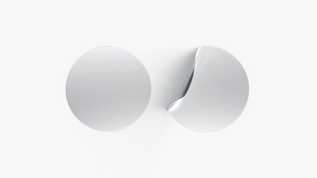 Two Round Stickers - silver smooth and curved sticky labels 3D Model .c4d .max .obj .3ds .fbx .stl .blend 