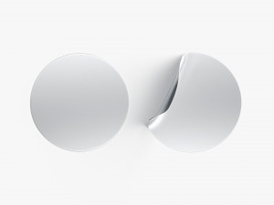 Two Round Stickers - silver smooth and curved sticky labels 3D Model
