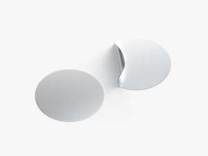 Two Round Stickers - silver smooth and curved sticky labels 3D Model