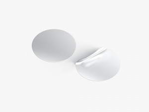 Two Round Stickers - silver smooth and curved sticky labels 3D Model