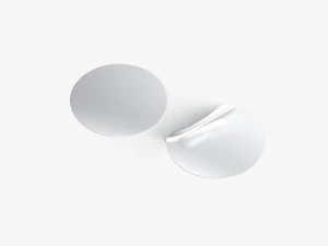 ラウンド ステッカー 2 枚 - シルバーの滑らかで湾曲した粘着ラベル 3Dモデル